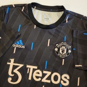 Manchester United Adidas Jersey Mens Medium Black T3 Tezos Soccer 2022 Aeroready